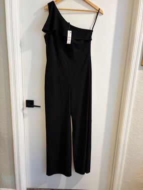 White House Black Market Black One-Shoulder Wide-Leg Jumpsuit size 6 NWT